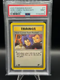 2000 POKEMON ROCKET 71 HERE COMES TEAM ROCKET! 1ST EDITION PSA 9 Graded Card - Image 2