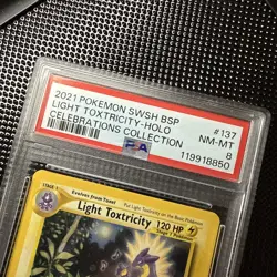 2021 POKEMON SWSH PROMO CELEBRATIONS COLLECTION LIGHT TOXTRICITY-HOLO PSA 8 - Image 3