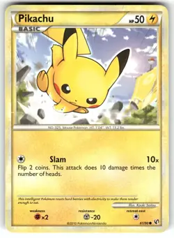 Pikachu 61/90 Common HGSS Undaunted Pokemon Heavily Played DMG - Image 1