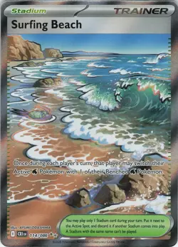 Surfing Beach 114/086 Ultra Rare Chaos Rising Pokemon Holo Near Mint - Image 1