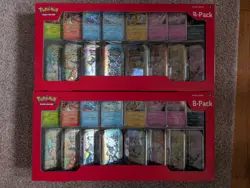 2 Pokemon TCG Prismatic Evolutions Costco 8 Mini-Tin Bundle w/Promo Cards SEALED - Image 1