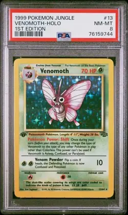 Venomoth 1st Edition Holo Rare 1999 Pokemon Jungle #13/64 PSA 8 - Image 1