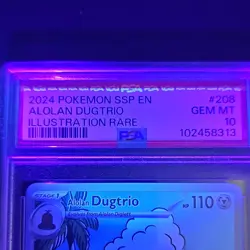Pokemon TCG SV08 Surging Sparks Alolan Dugtrio 208/191 PSA 10 Holo Illus Rare EN - Image 3