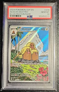 Pokemon TCG SV08 Surging Sparks Alolan Dugtrio 208/191 PSA 10 Holo Illus Rare EN - Image 4