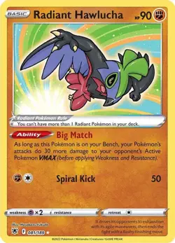 Pokemon Astral Radiance 081/189 - Radiant Hawlucha Ultra Rare - Image 2
