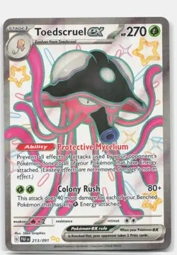 Toedscruel ex 213/091 Shiny Ultra Rare Holo SV: Paldean Fates Pokemon LP - Image 1