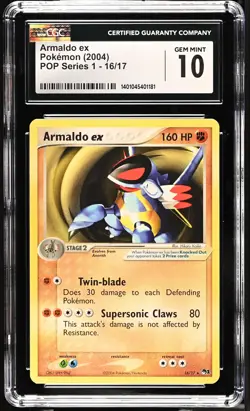CGC 10 GEM MINT Armaldo ex 2004 POP Series 1 16/17 (Non Holo) Pokemon Card - Image 1