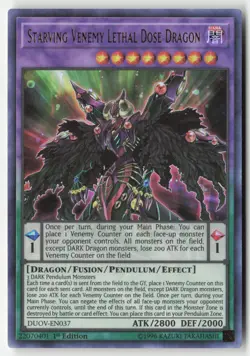 Yugioh - Starving Venemy Lethal Dose Dragon DUOV-EN037 1st Edition - Ultra Rare - Image 1