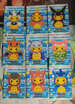 Rare Hearts Holo Pokemon Card Database Christmas Set Poncho Pikachu FULL SET! - Image 1