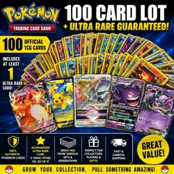 Pokemon Card Lot 100 OFFICIAL TCG Cards + Ultra Rare | VMAX GX EX VSTAR OR V! - Image 1