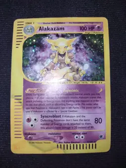 Alakazam 1/165 Holo Pokemon Trading Card Game eCard Expedition Damaged TCG DMG - Image 1