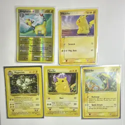 Vintage Lightning Pokemon TCG 5 Card Lot Ampharos Pikachu Magneton Electrike - Image 1