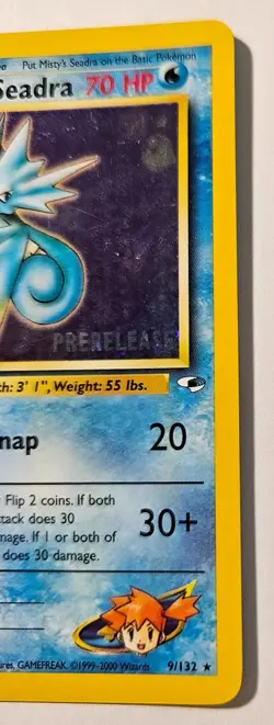 Pokemon Card - TCG Misty's Seadra Holo Promo Pre-Release Card #9/132 - Image 3