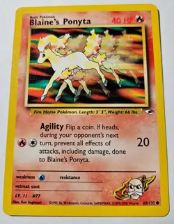Pokemon TCG Card - Gym Heroes Blaine's Ponyta Regular #63/132 - Image 1
