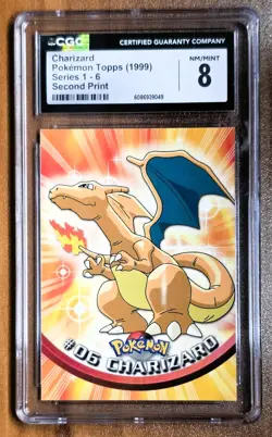 Charizard Topps Second Print 1999 CGC 8 MN/Mint Pokemon Card - Image 1