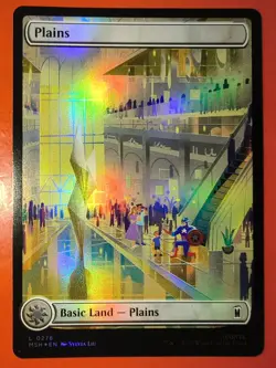 MTG: MARVEL SUPER HEROES, 0278, PLAINS, FOIL FINISH, MSH LAND - Image 1