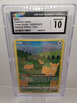 Ditto CGC 10 GG22/GG70 — Crown Zenith Galarian Gallery Holo Pokemon Card - Image 1