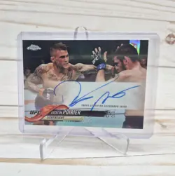 2018 Topps Chrome UFC Dustin Poirier Fighter Auto FA-DP Refractor On Card Auto - Image 1