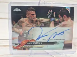 2018 Topps Chrome UFC Dustin Poirier Fighter Auto FA-DP Refractor On Card Auto - Image 5