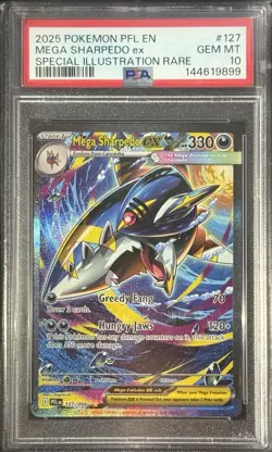 2025 POKEMON PHANTASMAL FLAMES SPECIAL ILLUSTRATION RARE MEGA SHARPEDO EX PSA 10 - Image 1