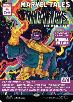 Mtg Carte Magic Marvel Thanos Mad Titan Borderless Comic 394 FOIL Eng NM Presale - Image 1