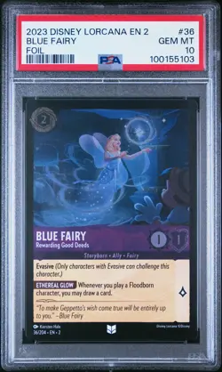 DISNEY LORCANA EN2 FOIL #36 BLUE FAIRY - REWARDING GOOD DEEDS PSA 10 - Image 1