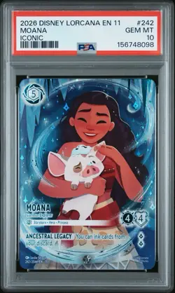 2026 DISNEY LORCANA EN 11-WINTERSPELL ICONIC MOANA - CURIOUS EXPLORER PSA 10 - Image 1