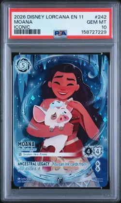 2026 DISNEY LORCANA EN 11-WINTERSPELL ICONIC MOANA - CURIOUS EXPLORER PSA 10 - Image 1