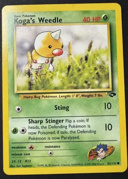 Koga's Weedle 82/132 Common Gym Challenge Pokemon Unlimited Lightly Played - Image 1