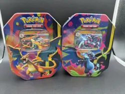 Pokemon TCG Mega Charizard X ex & Mega Charizard Y ex 2-Tin Set SEALED EN - Image 1