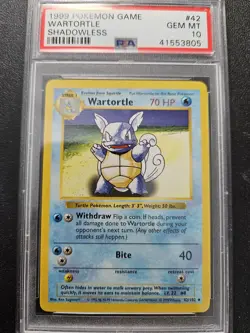 Pokemon PSA 10 Shadowless Base Set Wartortle 42/102 GEM MINT - Image 1
