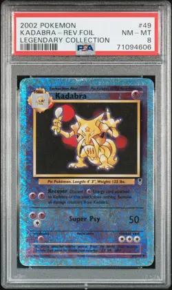2002 POKEMON LEGENDARY COLLECTION #49 KADABRA-REVERSE FOIL PSA 8 - Image 1