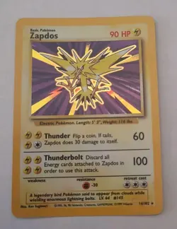 Zapdos Holo Rare 16/102 1999 Base Set Unlimited WOTC Pokemon card Near Mint - Image 1