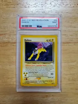 Pokemon PSA 9 MINT 2001 Raikou 22/64 Neo Revelation Rare Card - Image 1