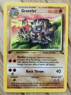 Pokemon Fossil Graveler Card 37/62 1st Edition Regular Non-Holo LP English - Image 1