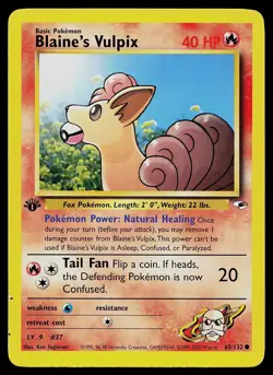 Pokemon Card - Blaine's Vulpix Gym Heroes 65/132 1st Edition Common - Image 1