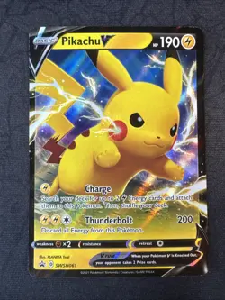 Pikachu V SWSH061 SWSH: Sword & Shield Black Star Promo Cards Holo Pokemon - Image 1