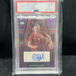 Erling Haaland 2022/23 Panini Select Purple Auto /49 PSA 9 Norway - Image 1