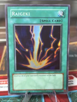 Raigeki LOB-053 Super Rare Yugioh - Spell Card - staple Vintage LP - Image 1