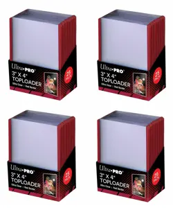 100 x Ultra Pro RED TOPLOADERS Rigid Card Protector Pokemon 35pt MTG TOP LOADERS - Image 1