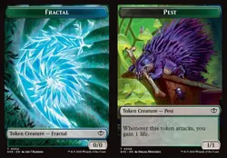 Fractal (4) Pest (8) Token NM Secrets of Strixhaven MTG Magic the Gathering - Image 1