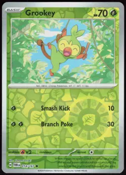 Twilight Masquerade Grookey 014/167 Common Pokemon Reverse Holo NM/M - Image 1