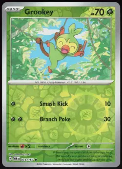 Twilight Masquerade Grookey 014/167 Common Pokemon Reverse Holo NM/M - Image 1