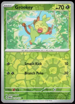 Twilight Masquerade Grookey 014/167 Common Pokemon Reverse Holo NM/M - Image 1