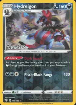 Hydreigon 110/189 Rare Darkness Ablaze Pokemon Reverse Holo Lightly Played - Image 1