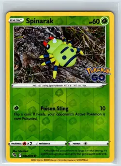Spinarak 006/078 Pokemon GO Reverse Holo LP Yuka Morii Art - Image 1