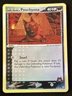 Pokemon TCG Team Magma's Poochyena 65/95 Reverse Holo 40 HP 2004 - Image 1