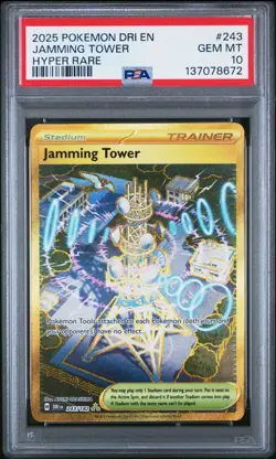 Jamming Tower 243/182 Pokemon Destined Rivals Gold Hyper Rare PSA 10 GEM MINT - Image 3