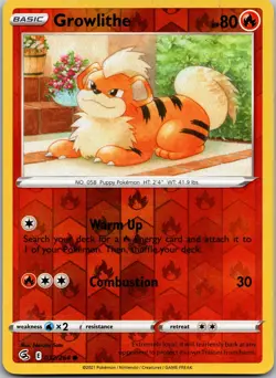Growlithe 032/264 C Fusion Strike Pokemon Reverse Holo Lightly Played - Image 1