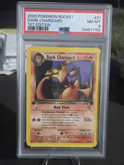 2000 POKEMON ROCKET 1ST EDITION #21 DARK CHARIZARD PSA 8 - Image 1